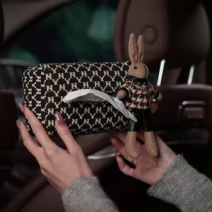 Caja de pañuelos para coche con estampado de pata de gallo