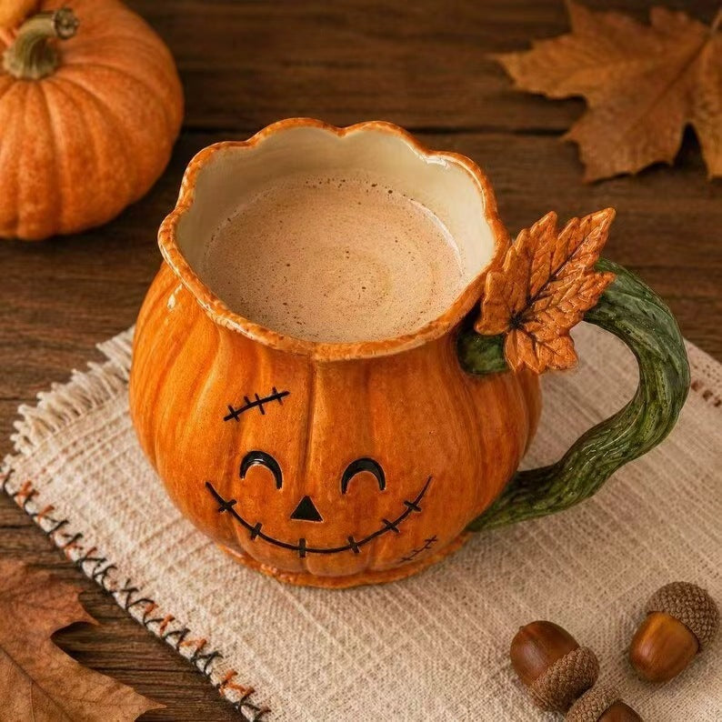 Adorno de resina de taza de calabaza para Halloween