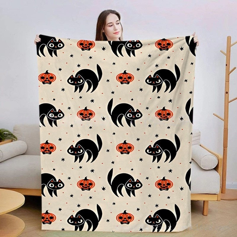 Pumpkin And Bat Blanket