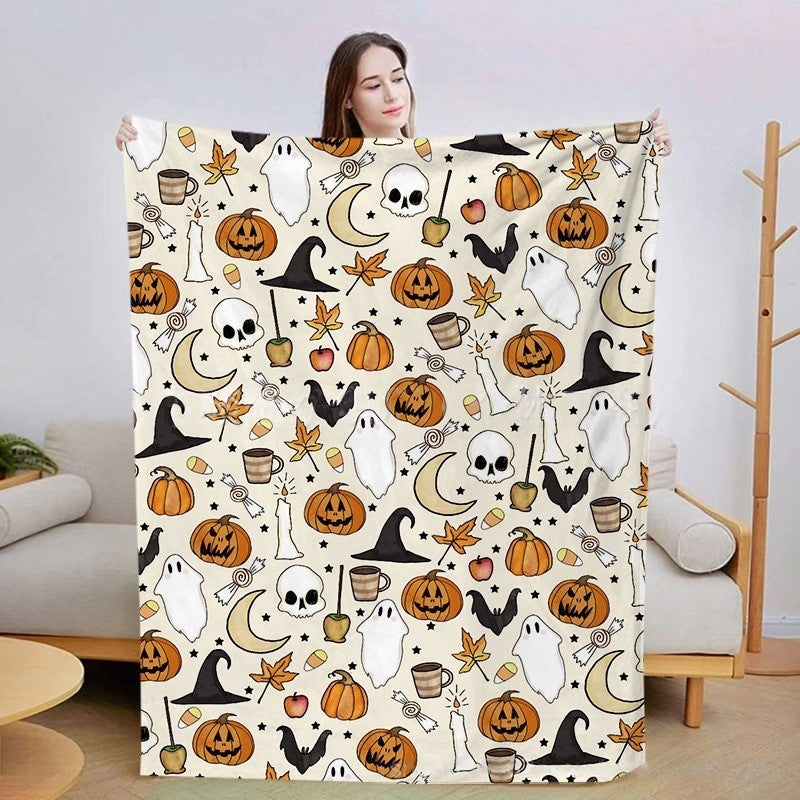 Pumpkin And Bat Blanket