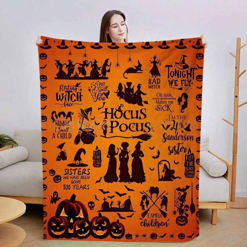 Pumpkin And Bat Blanket