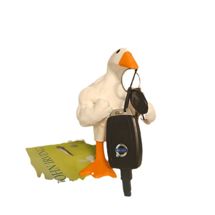 Estatua de pato musculoso