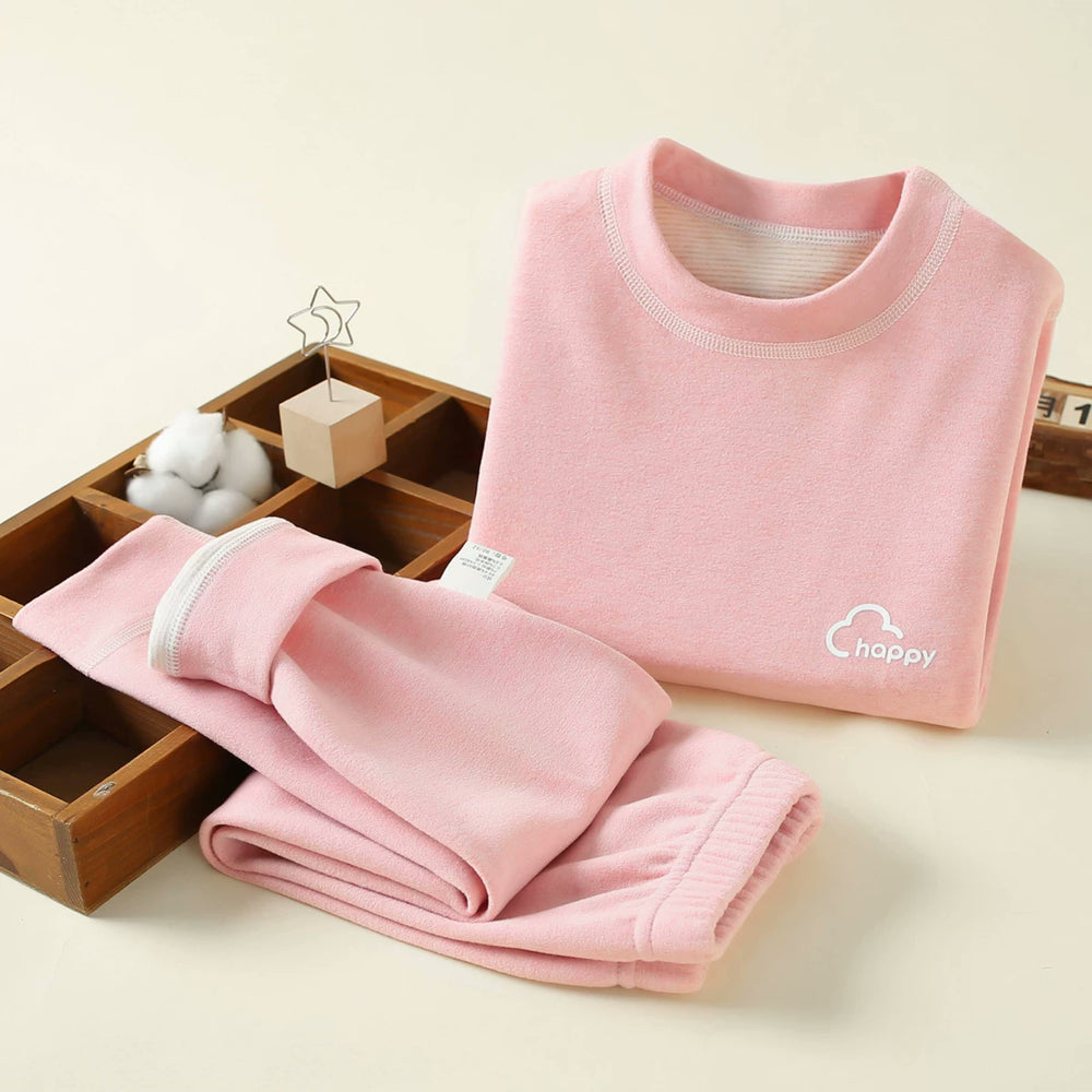 Kids Thermal Base Layer Set — Happy Pink
