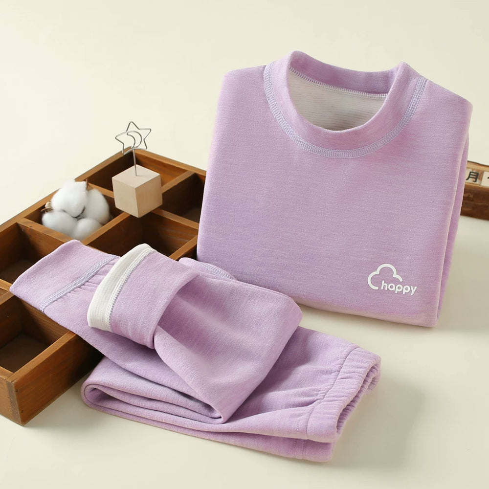 Kids Thermal Base Layer Set — Happy Purple