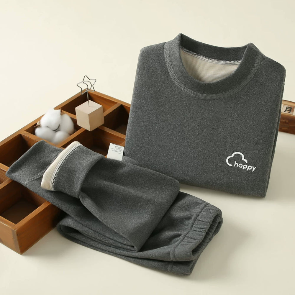 Kids Thermal Base Layer Set — Happy Dark Gray