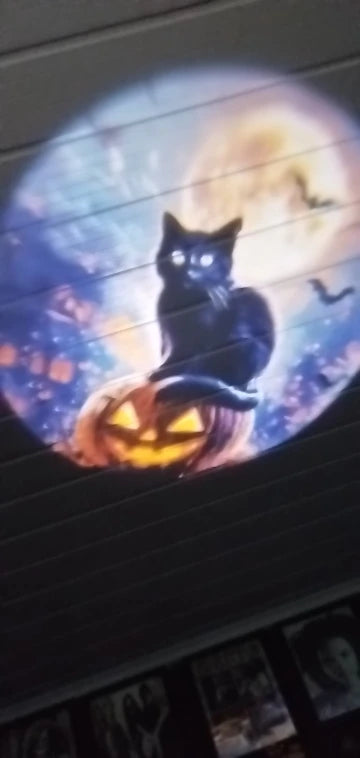 Proyector de luna con gato negro