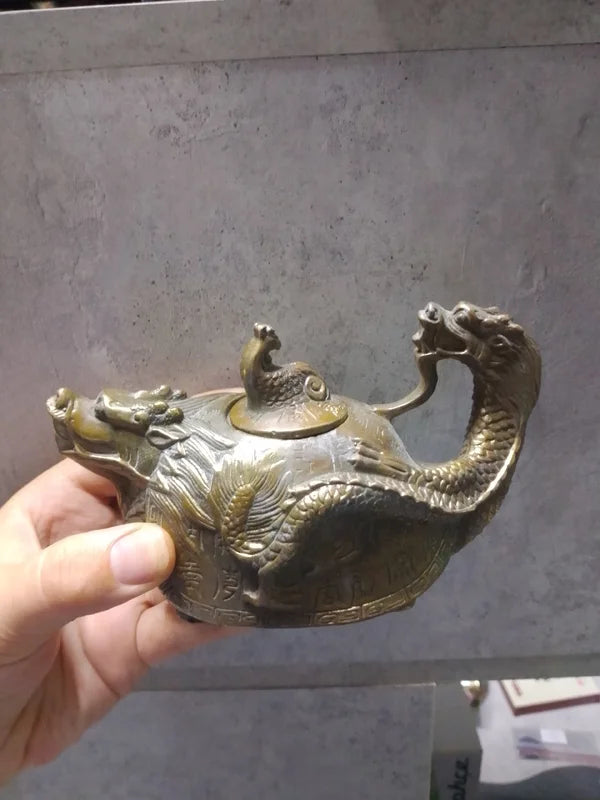 Incensario de tetera de dragón de bronce