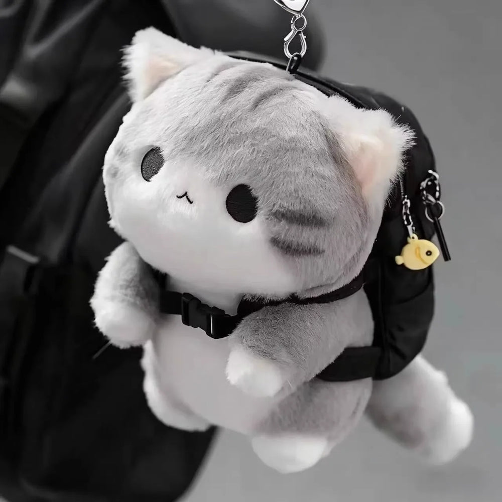 Soft Gray Cat Bag Charm, 10 cm