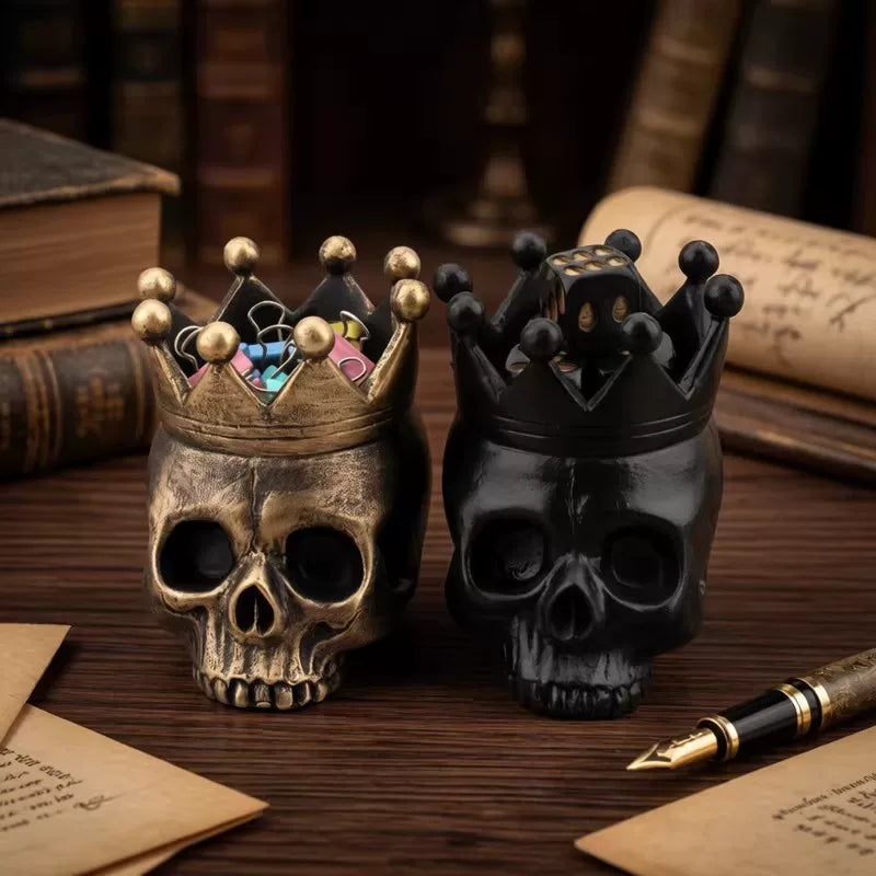 Crowned Skull Candle Holder