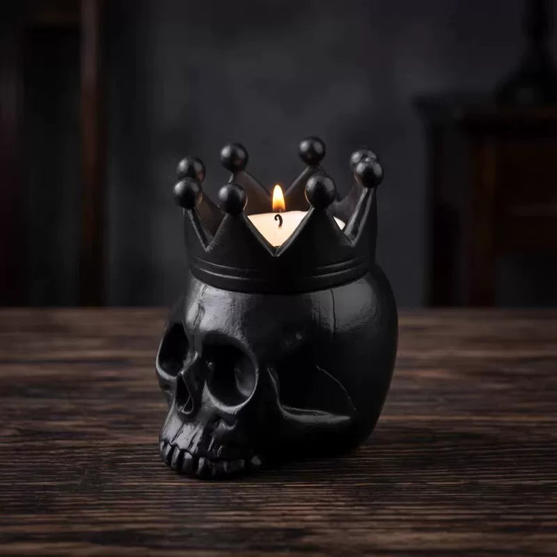 Crowned Skull Candle Holder