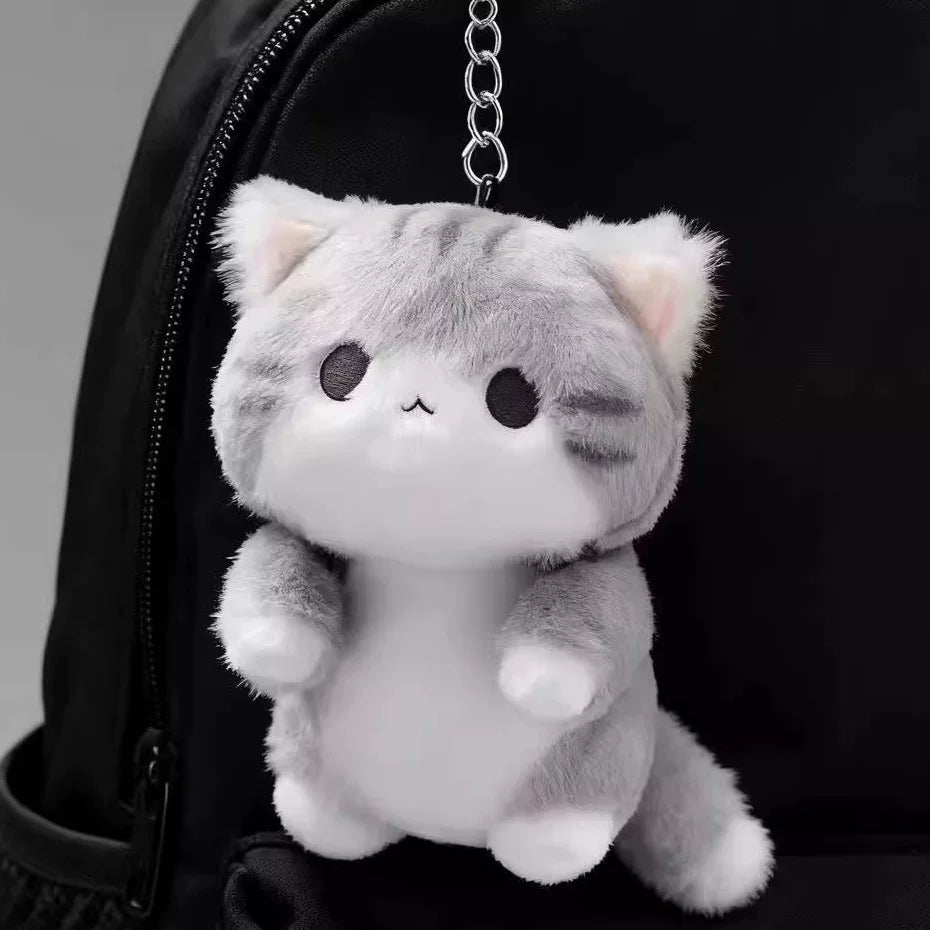 Soft Gray Cat Bag Charm side view