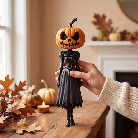 Muñeco de cabeza de calabaza para escena de Halloween