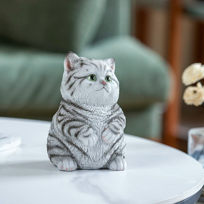 Gray Wealthy Cat figurine display view