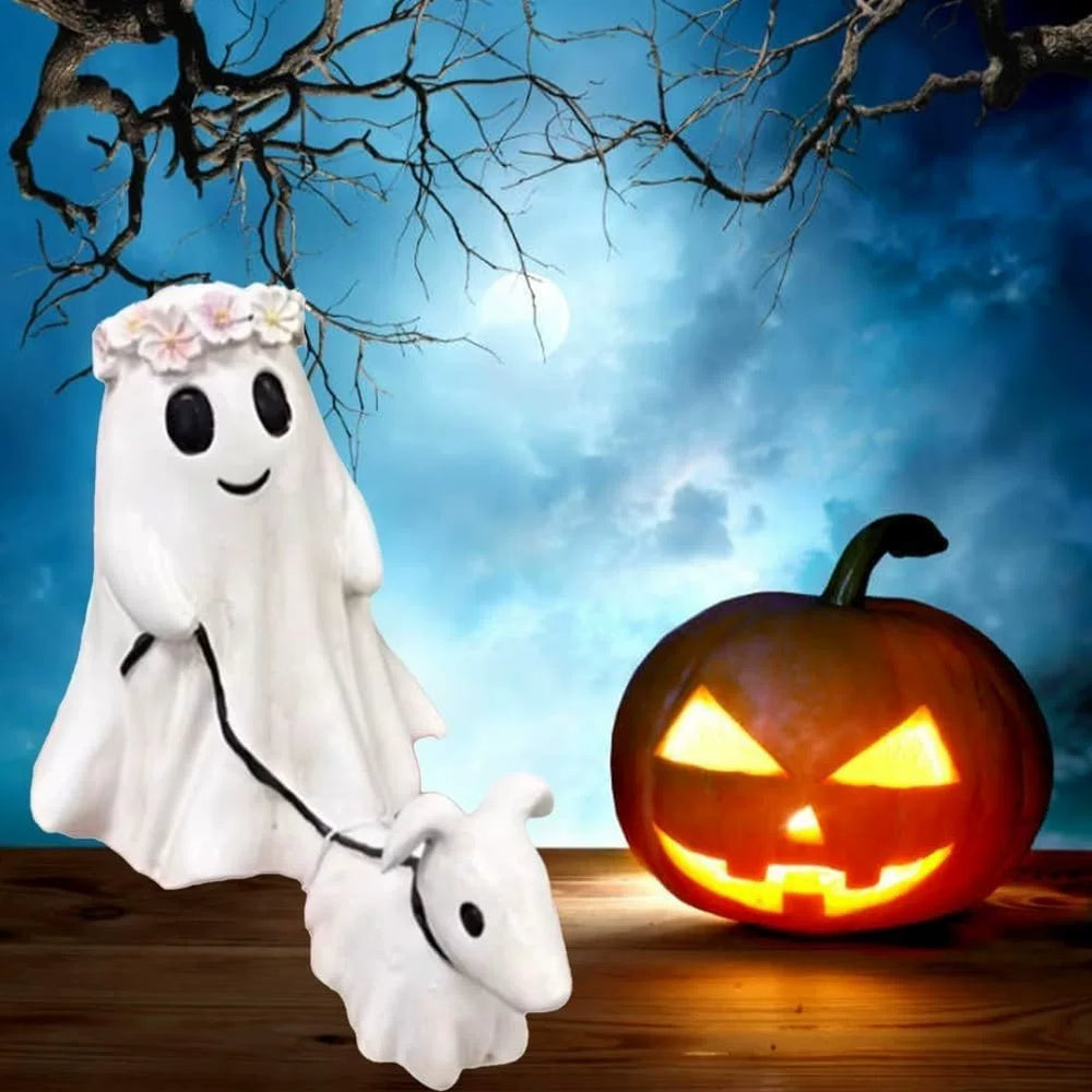 Estatua del paseador de perros fantasma