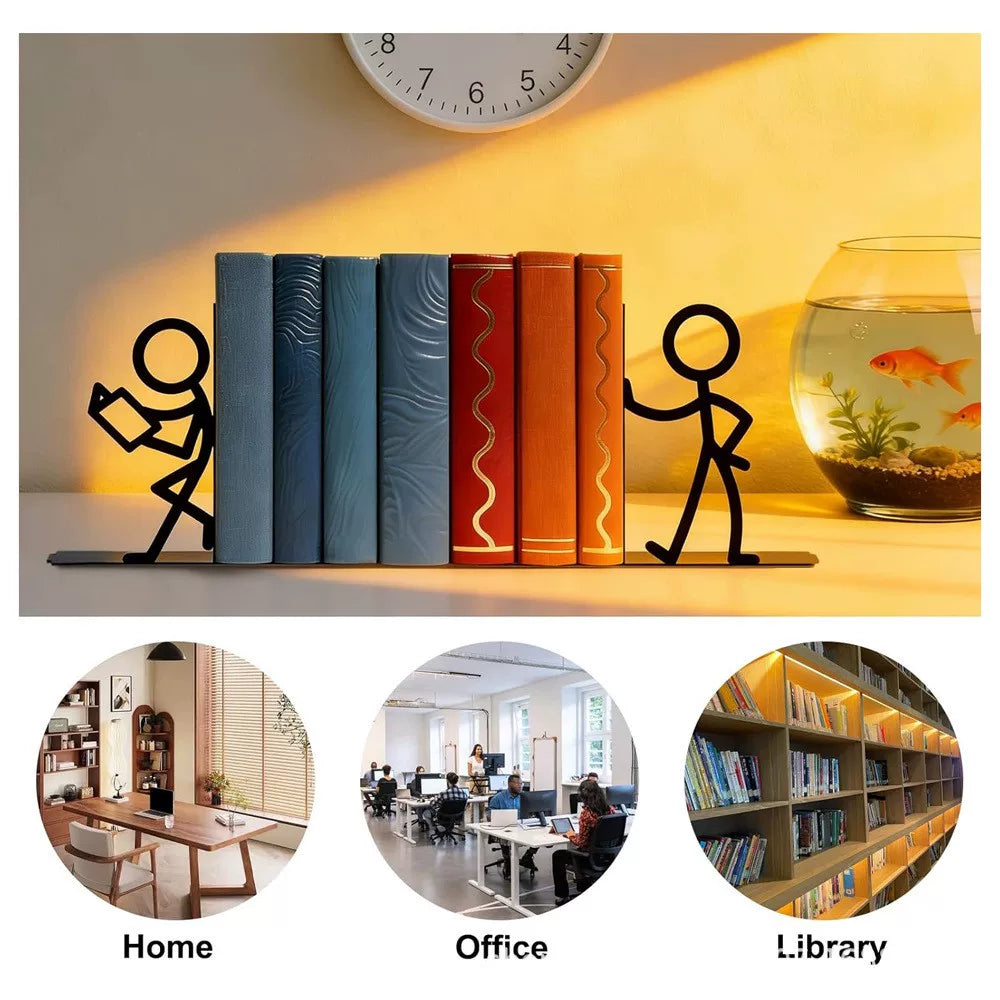 Matchstick Figure Metal Bookends detail