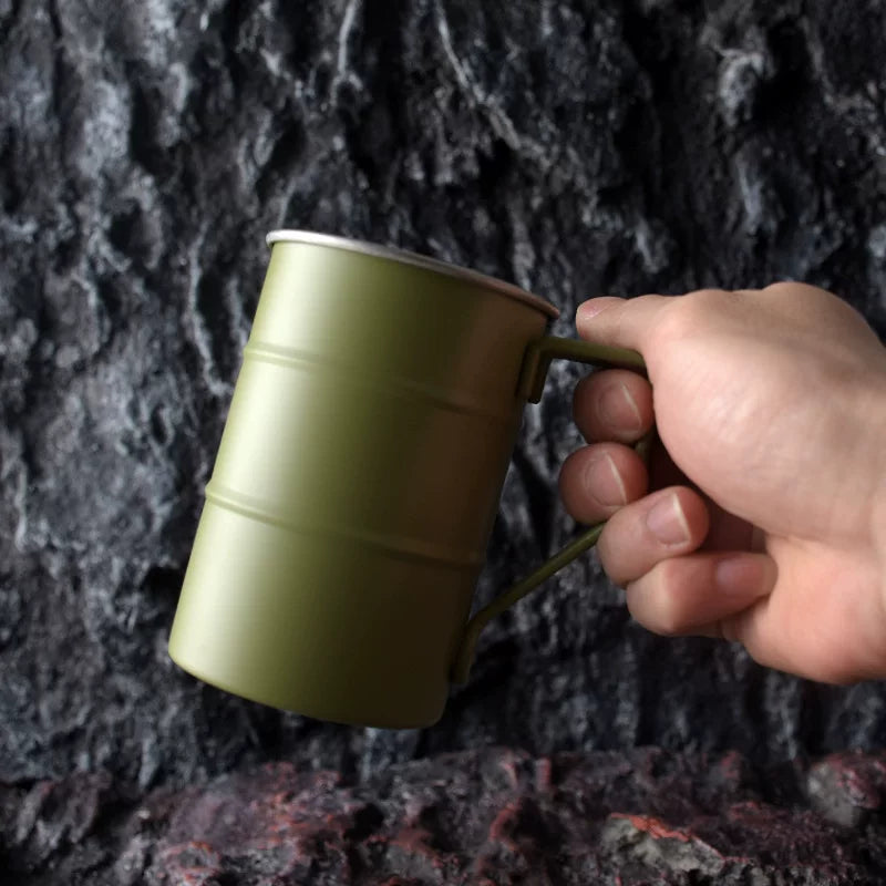 Military-Green Camping Mug