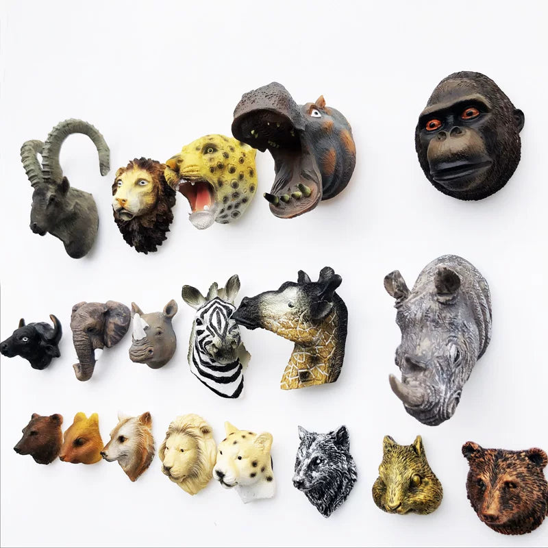 Animal-head magnet collection including Bronze Marmot