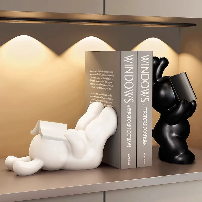 Black and White Rabbit Bookends