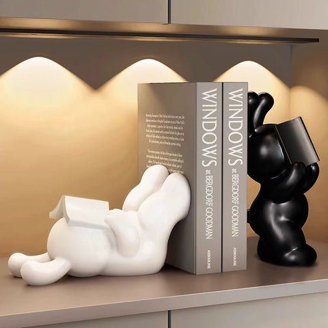 Black and White Rabbit Bookends