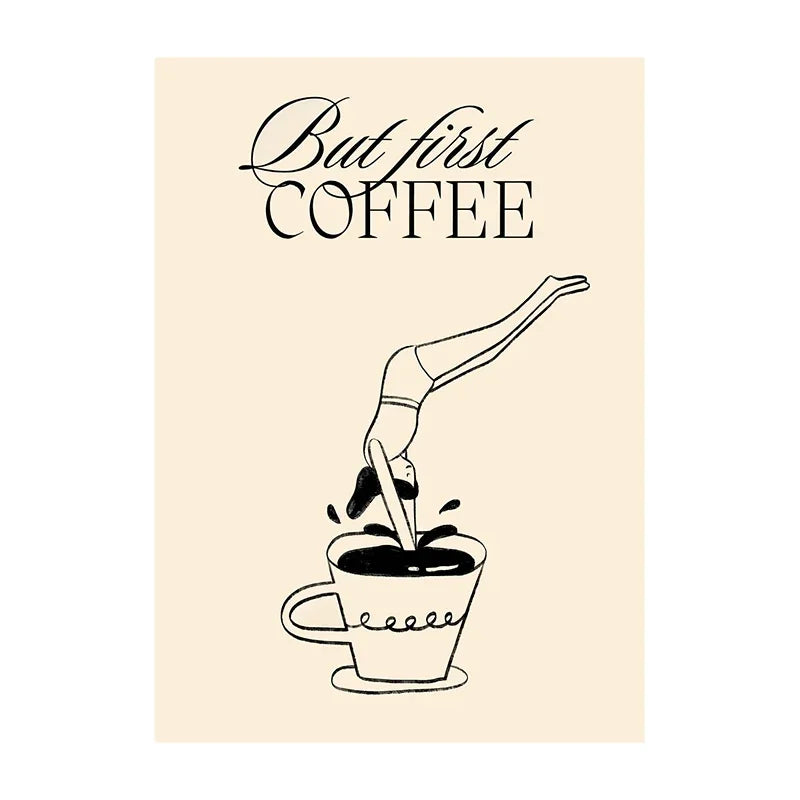 Coffee canvas print, design: But First Coffee, serif