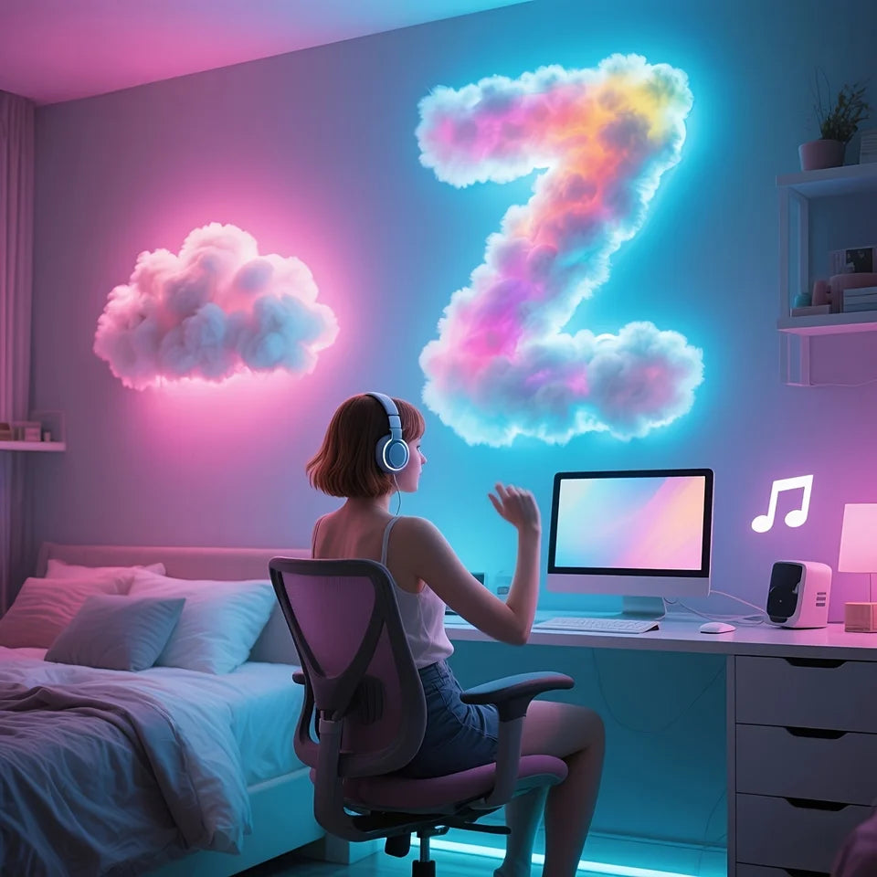 Lámpara LED de nube, decoración de habitación DIY