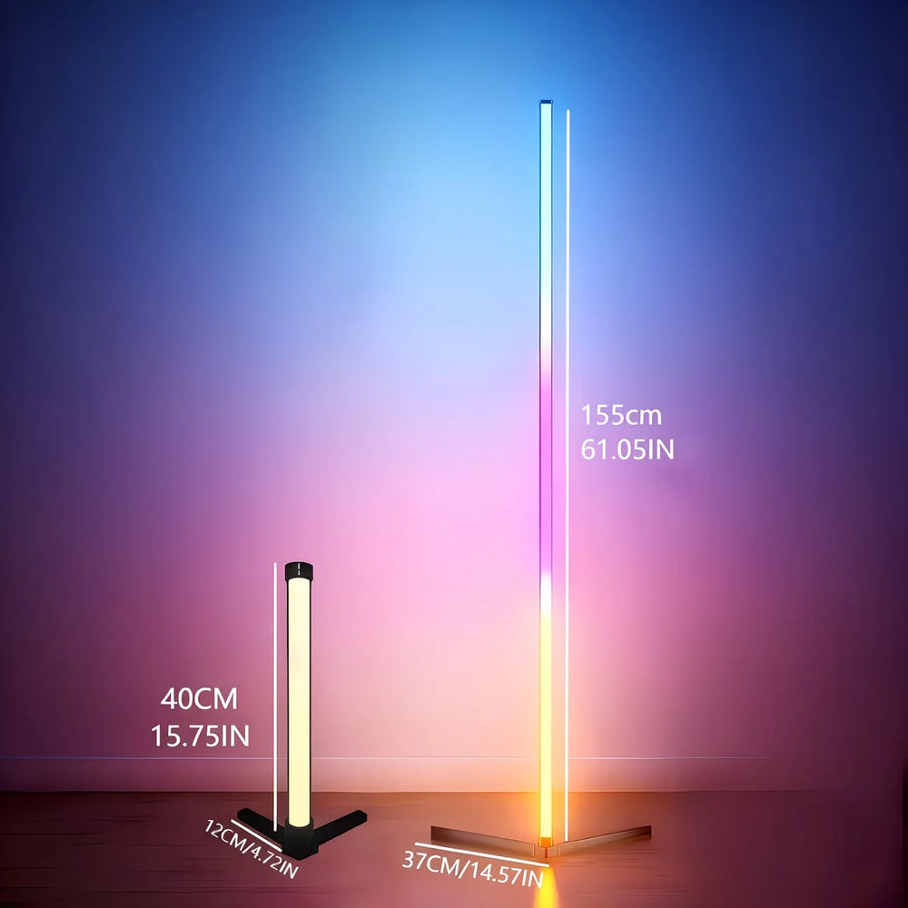Size comparison: the 155 cm column beside the 40 cm desk bar