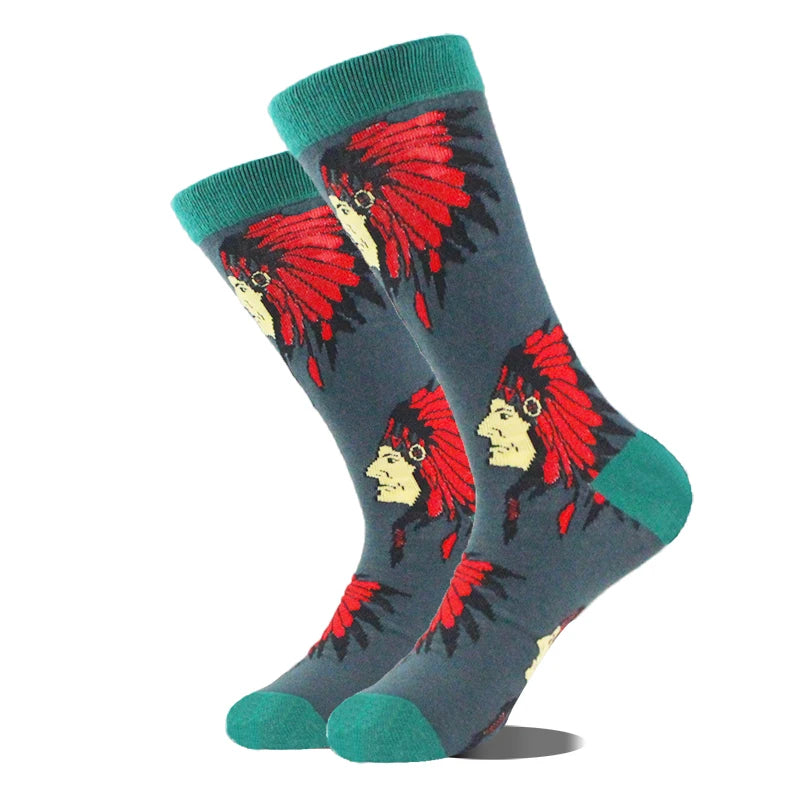 Funny novelty crew socks, roosters design
