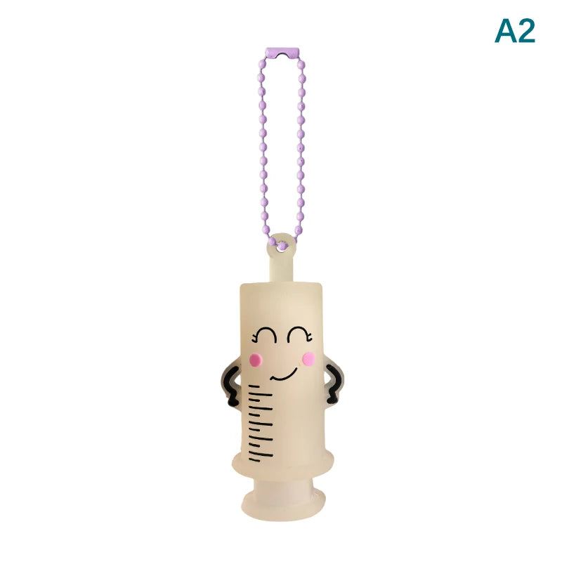 Cream Syringe ampoule opener keychain