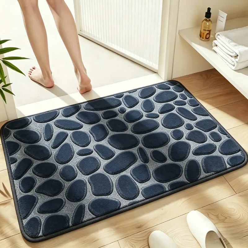 Dusty Blue pebble-embossed bath mat