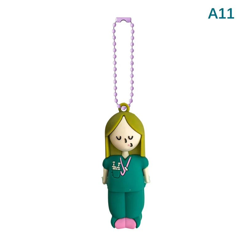 Blonde Nurse Green Scrubs ampoule opener keychain