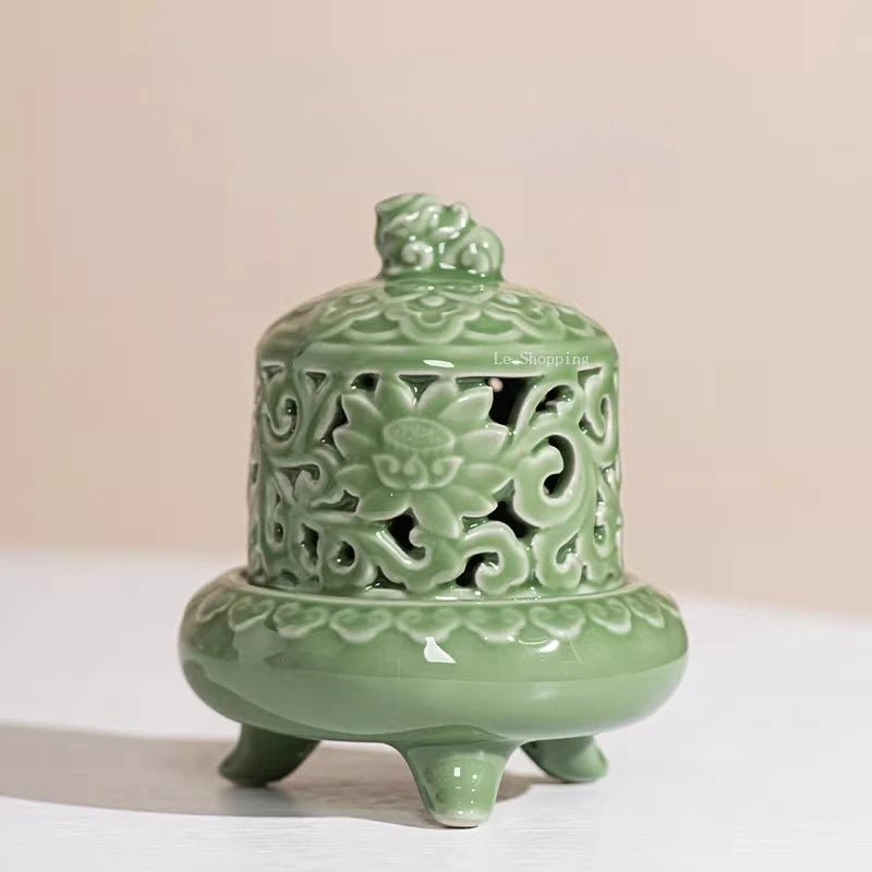 Quemador de incienso de cerámica celadón