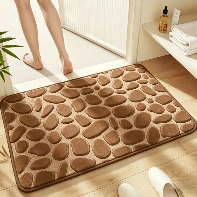 Coffee brown pebble-embossed bath mat