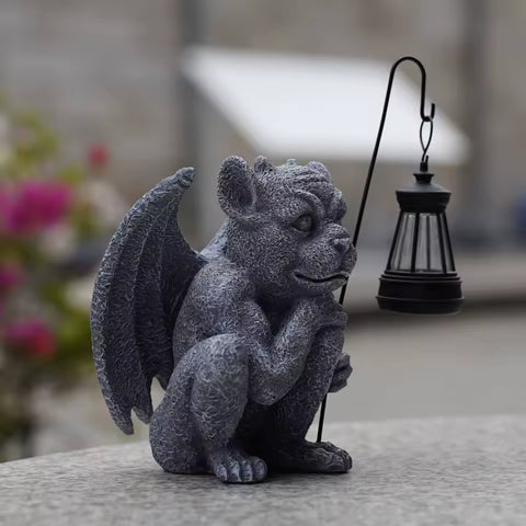 Stone-Look Lantern Gargoyle