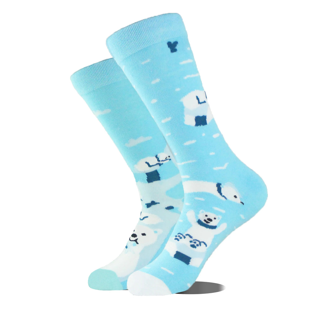 Funny novelty crew socks, polar bears design