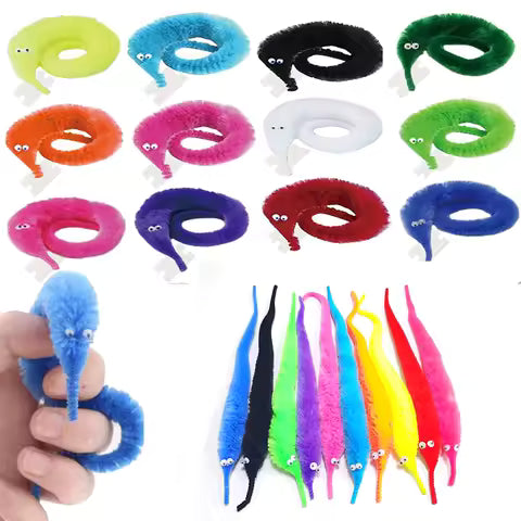 Rainbow Fuzzy Worm Set