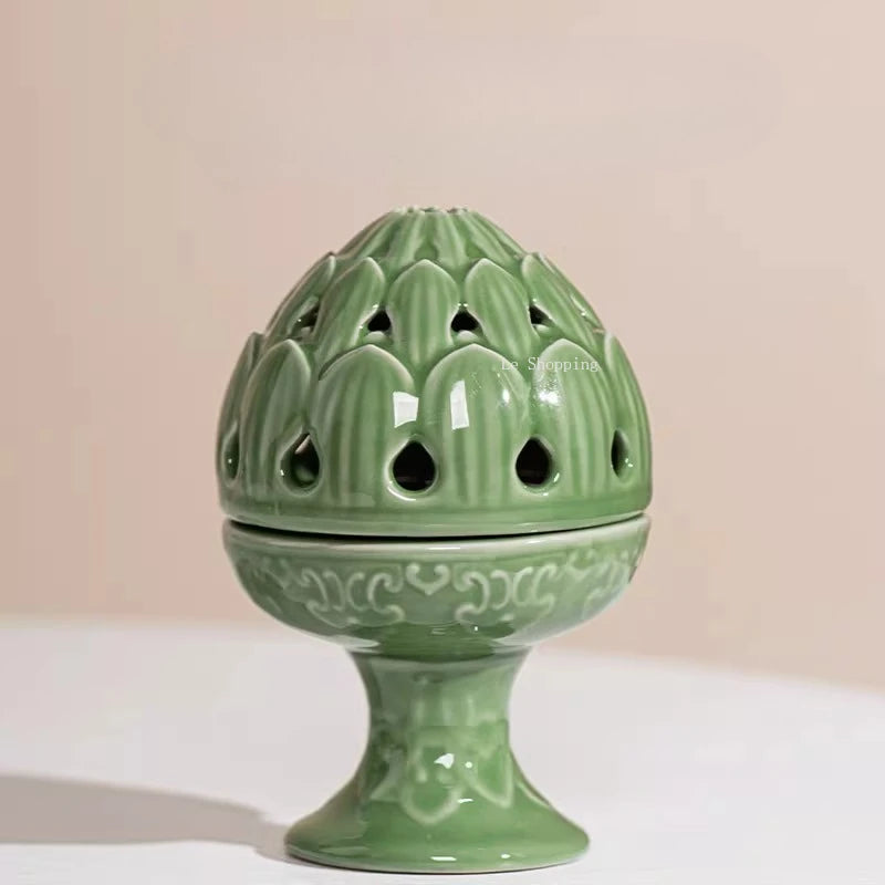 Quemador de incienso de cerámica celadón