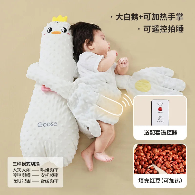 The White Goose design beside a baby, with Chinese marketing text added by the maker