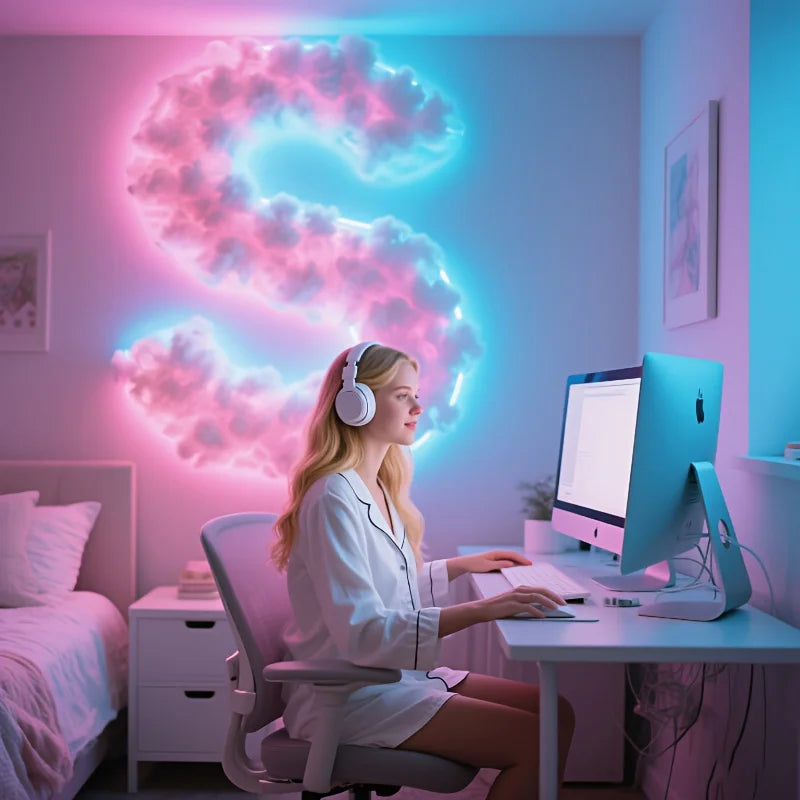 Lámpara LED de nube, decoración de habitación DIY