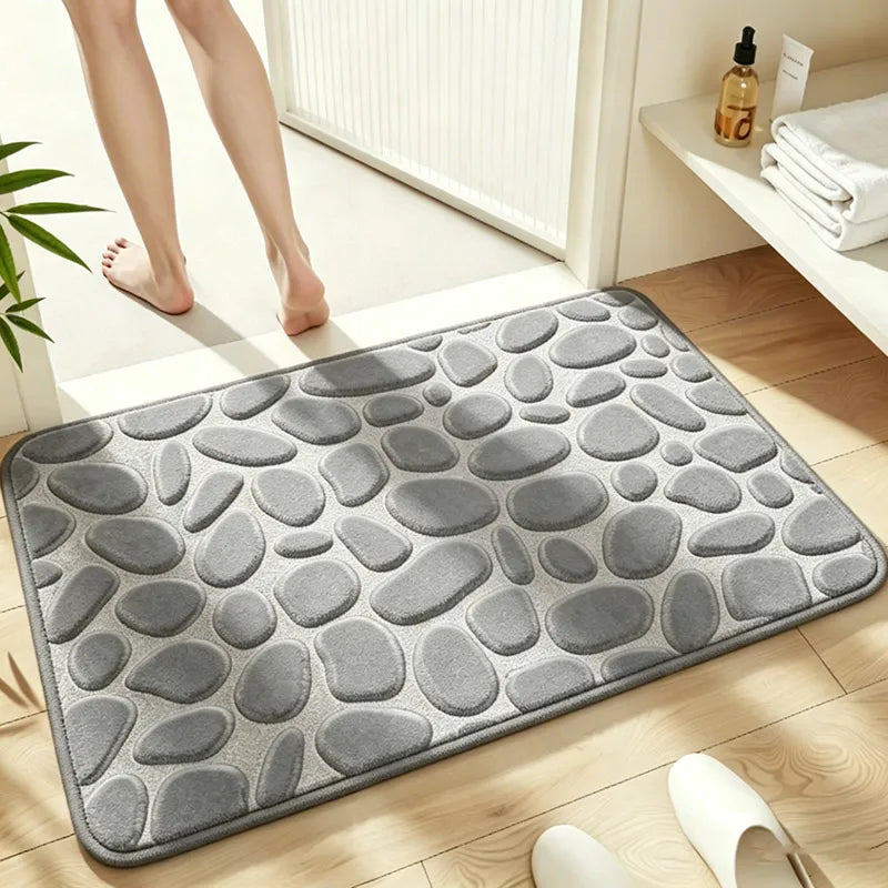 Light Grey pebble-embossed bath mat