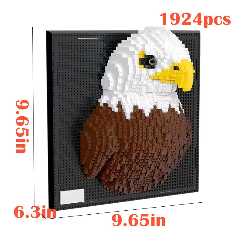 Maker card for the bald eagle design: 1924 pieces, board face 9.65 by 9.65 inches