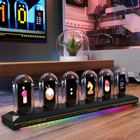 Reloj de escritorio RGB estilo Nixie