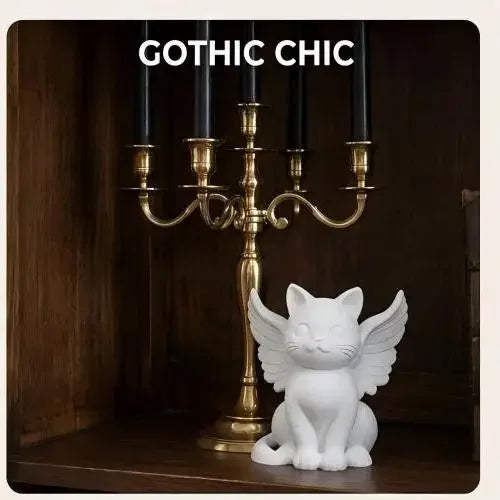 Winged Angel Cat Statue