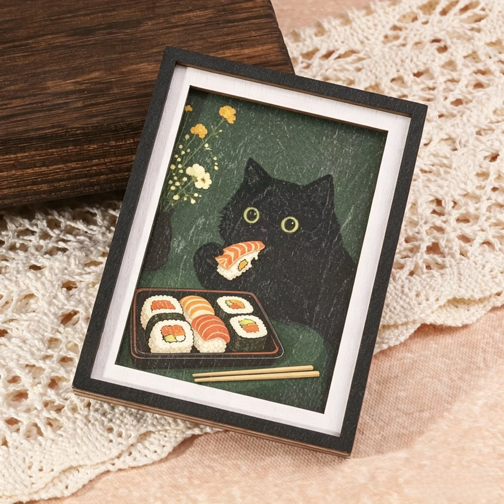Black Cat Sushi Magnet – view 3