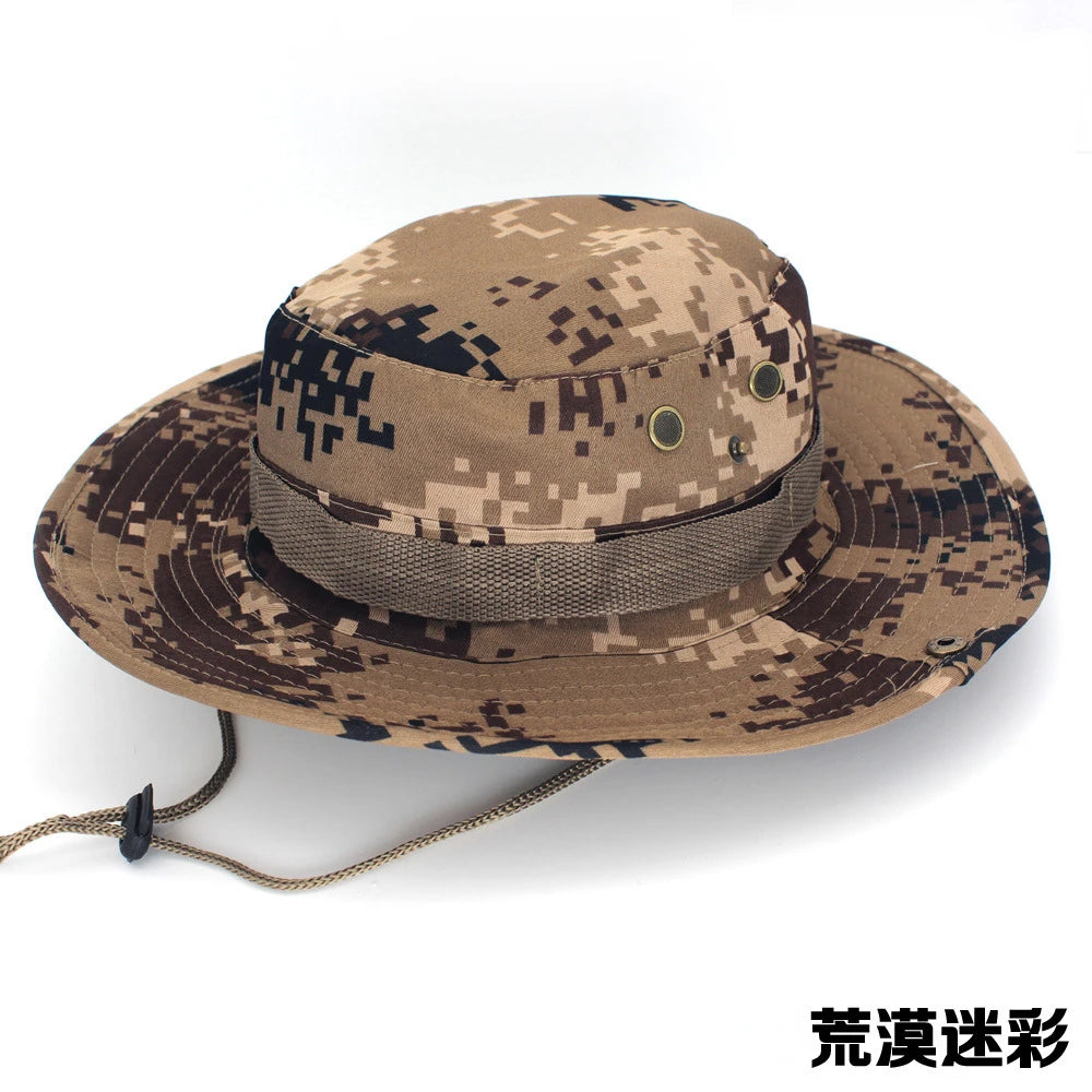 Boonie hat in a brown and tan desert digital camouflage print
