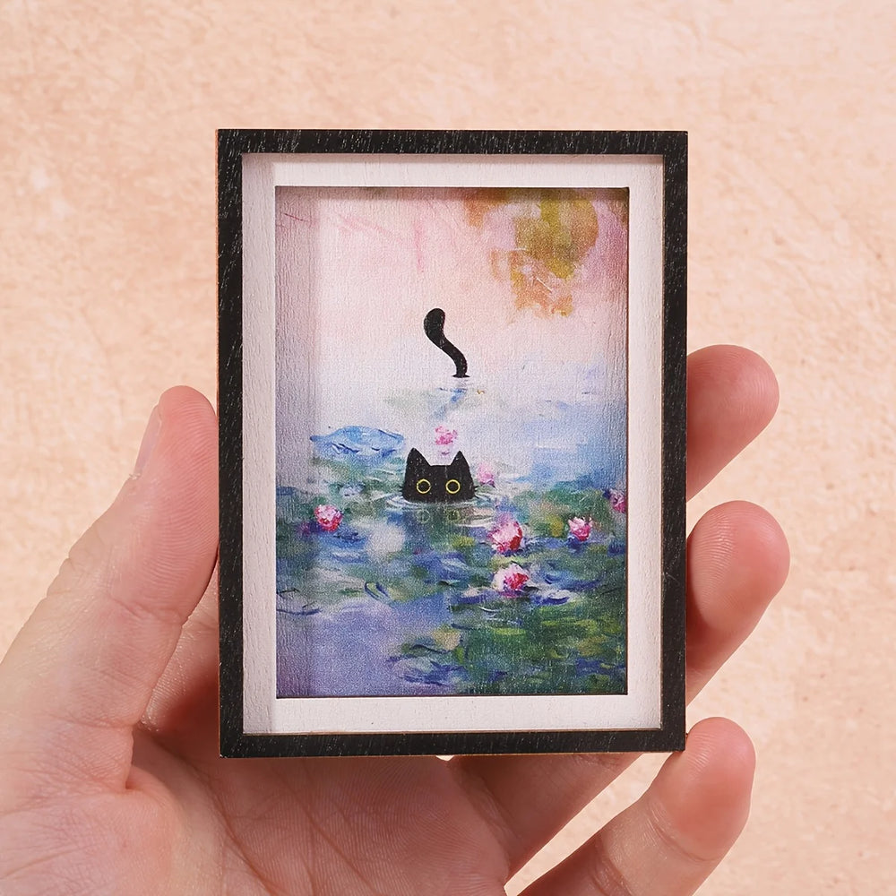 Flower-Pond Black Cat Magnet – view 2