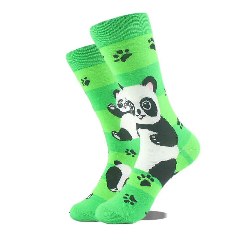 Funny novelty crew socks, panda design