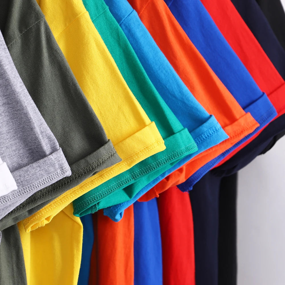 The tee folded in its full colour range
