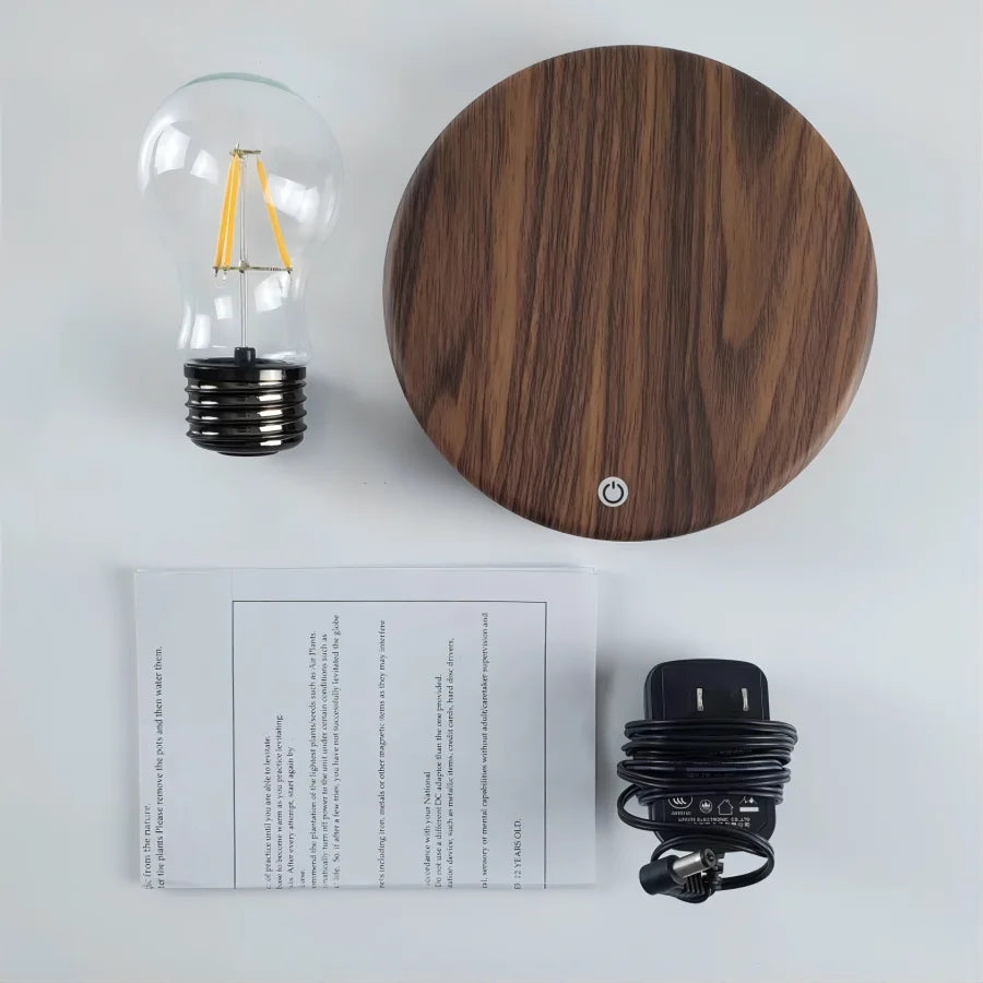 What comes in the box: round base, bulb, adapter lead and printed sheet