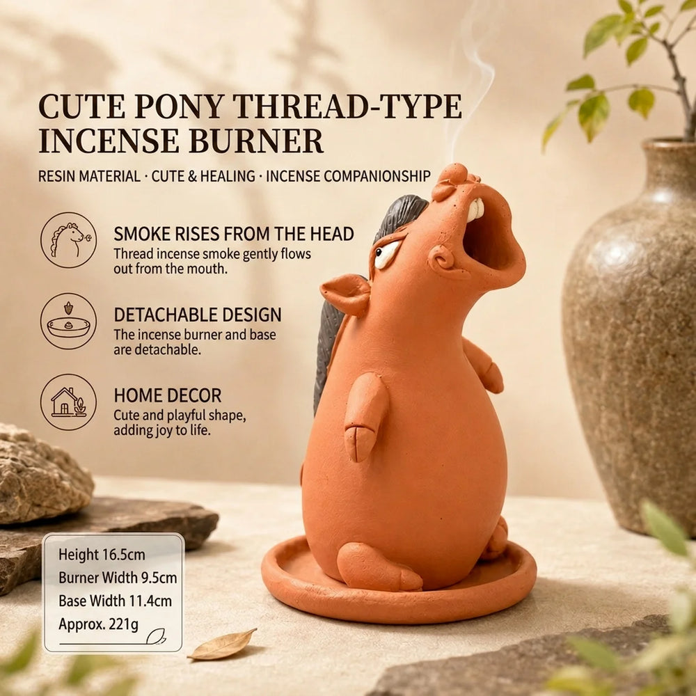 The horse burner with a lit stick, smoke leaving its open mouth