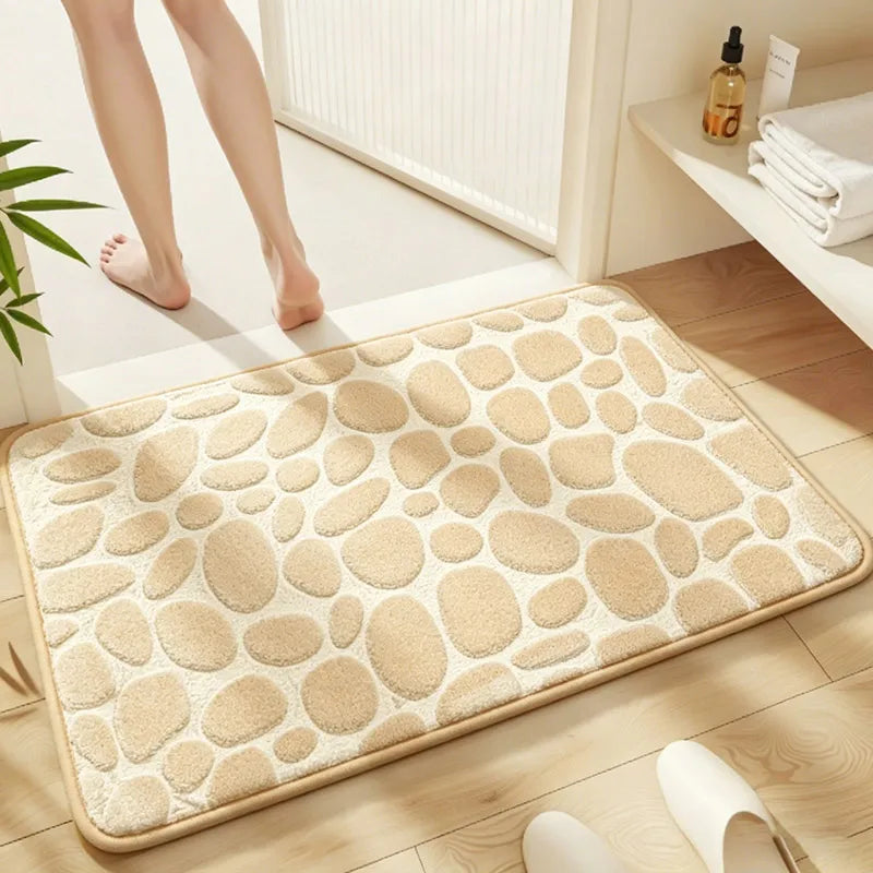 Khaki pebble-embossed bath mat